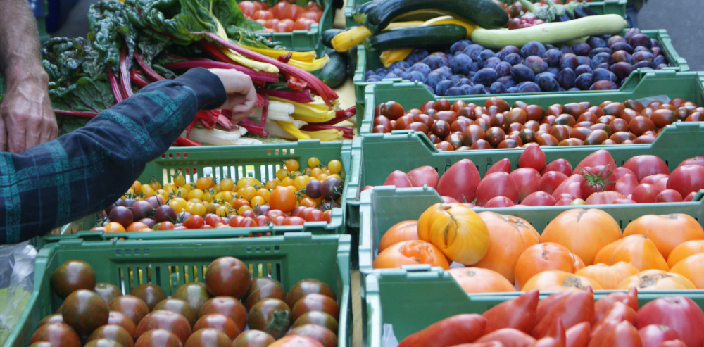 Tomaten Auslage auf Markt